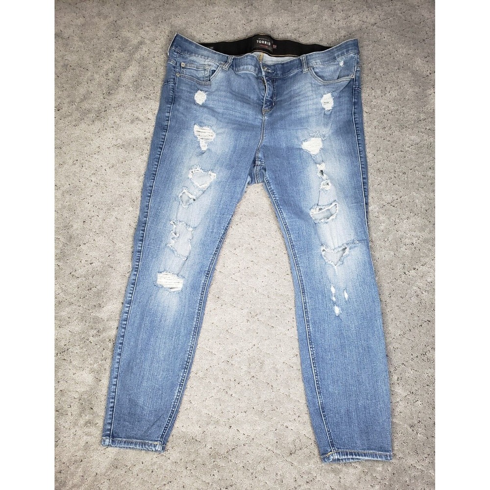 Torrid Jeans Womens 22 Blue Premium Distressed High Rise Skinny Stretch Denim